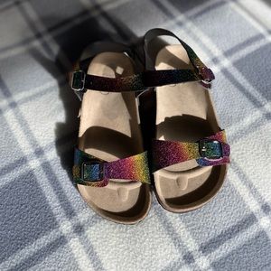 Size 5 Olivia Miller Girl Rainbow Sparkly Sandals